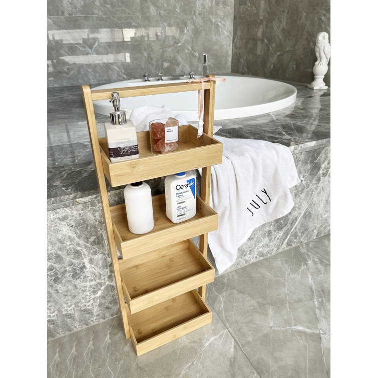 Ebern Designs Lahari Solid Wood Freestanding Bathroom Shelves Wayfair
